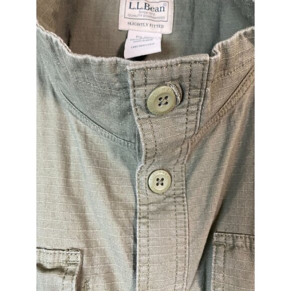 LL Bean Slightly Fitted Green Shacket Shirt Jacket Men XL Ripstop Military Light - Picture 14 of 16